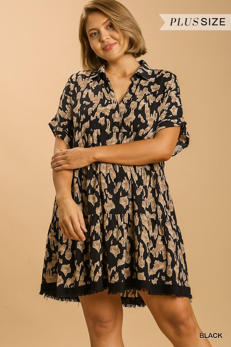 PLUS BLACK ABSTRACT DRESS