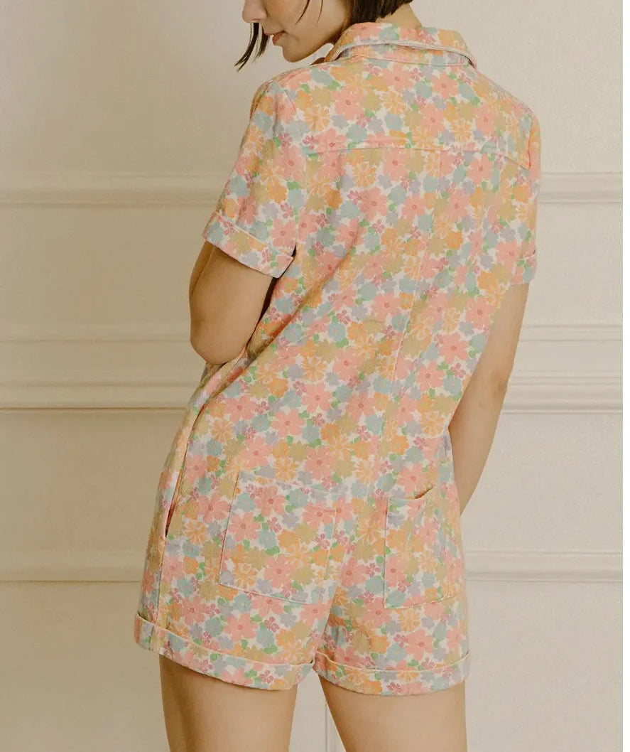 Floral Denim Romper