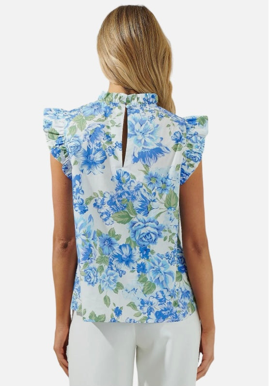 Truth Be Told Blue Floral Top