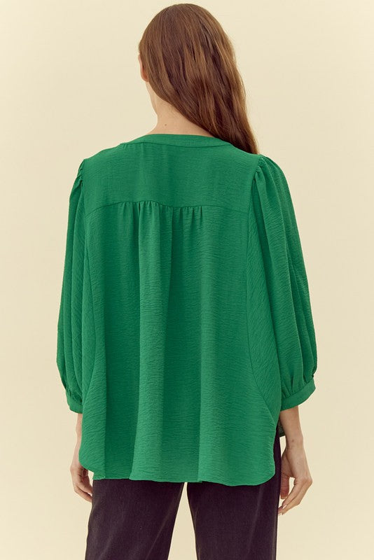 Solid 3/4 Dolman Sleeves Top